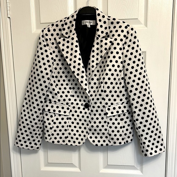 Jones studio Black and White Polka Dot Blazer in size 12 p - Picture 2 of 5